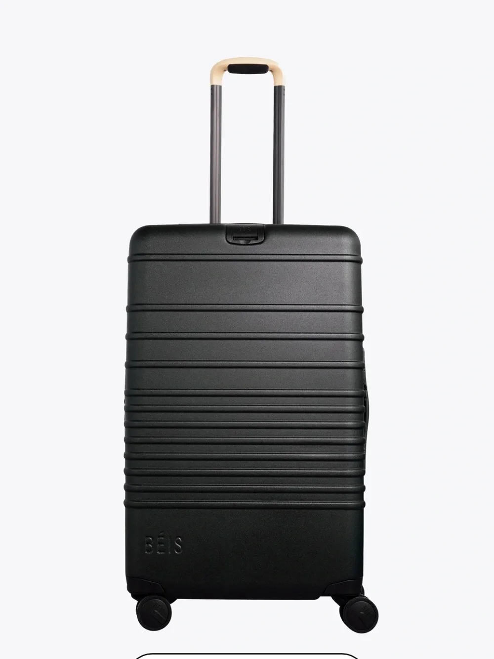 BEIS Black Hardside Spinner with Gold Accent Handle. Medium.